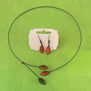 Czech glass choker necklace and earrings set